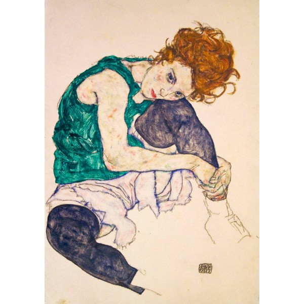 Siedząca kobieta, Egon Schiele, 1917 (1000el.) - Sklep Art Puzzle
